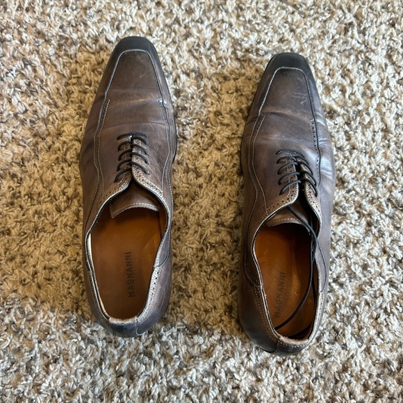 Magnanni Square Toe Grey Brown Leather Dress Shoes Oxford main image 5